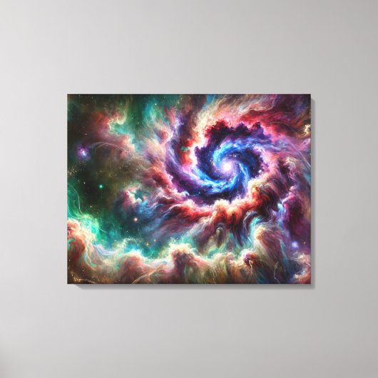 Kleurrijke Kosmische Galaxy Swirl met Radiant Nebu Canvas Afdruk (Voorkant)