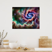 Kleurrijke Kosmische Galaxy Swirl met Radiant Nebu Poster (Keuken)