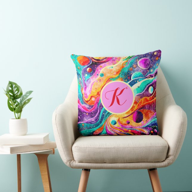 KLEURRIJKE KOSMISCHE KUNST KUSSEN (Stoel)