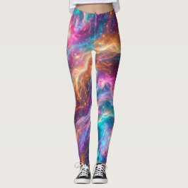 Kleurrijke Kosmische Nevel Sterrenstelsel Kunst Leggings