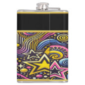 Kleurrijke Kosmische Patronen Twinkle in Levendig Heupfles (Achterkant)