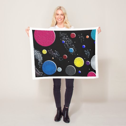 Kleurrijke Kosmische Planeten Fleece Deken (In situ)