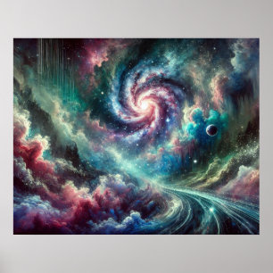 Kleurrijke Kosmische Spiraalvormige Nevel en Sterr Poster