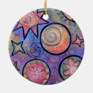 Kleurrijke Kosmische Sterren Hemels Keramisch Ornament