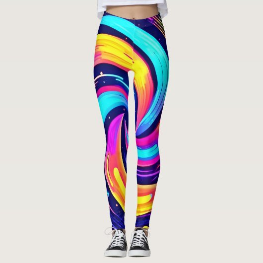 kleurrijke kosmische werveling leggings (Voorkant)