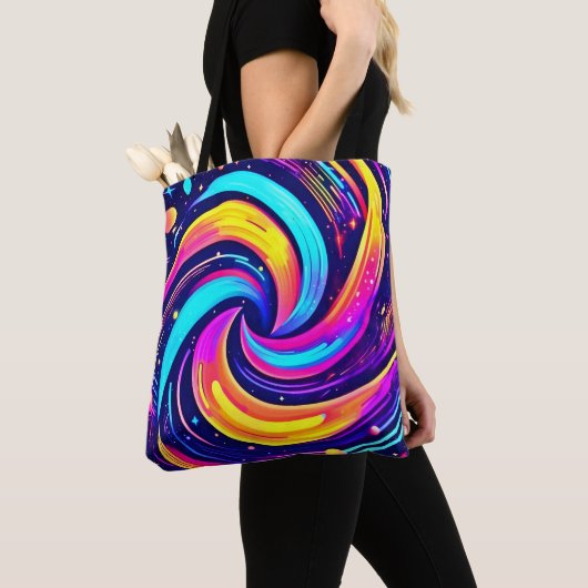 kleurrijke kosmische werveling tote bag (Dichtbij)