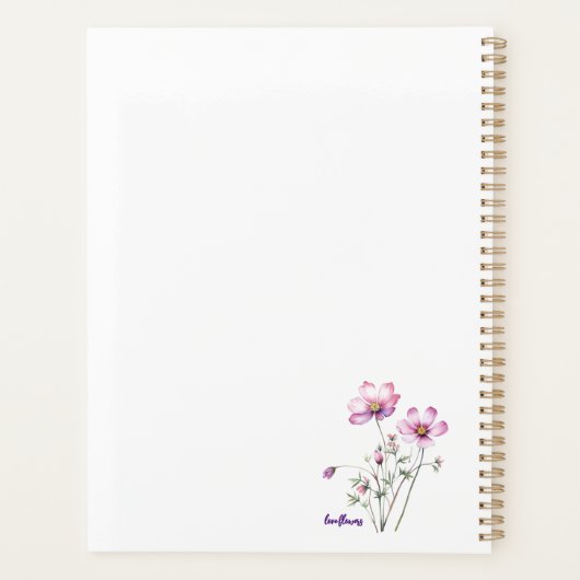 Kleurrijke kosmos bloemen, kleurrijke bloemen planner (Achterkant)