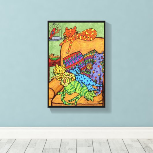 Kleurrijke kraakbedekking voor verklikkerstang voo canvas afdruk (Insitu (Houten vloer))