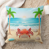 Kleurrijke krab, palmbomen en schelpen kussen (Deken)