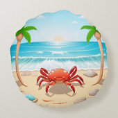 Kleurrijke krab, palmbomen en schelpen rond kussen (Achterkant)
