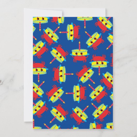 Kleurrijke krab strand 1e verjaardag uitnodigingen (Achterkant)