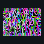 Kleurrijke krabbelkunst op zwart acryl muurkunst<br><div class="desc">Funky pop kunst in Vette kleuren</div>