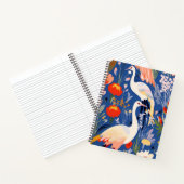 Kleurrijke kranen en bloemen patroon notitieboek (Binnen)