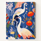 Kleurrijke kranen en bloemen patroon notitieboek (Achterkant)