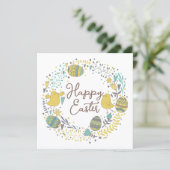 Kleurrijke krans Paasbrunch Eierzoektocht Feestdagenkaart (Staand voorkant)