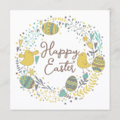 Kleurrijke krans Paasbrunch Eierzoektocht Feestdagenkaart (Voorkant)