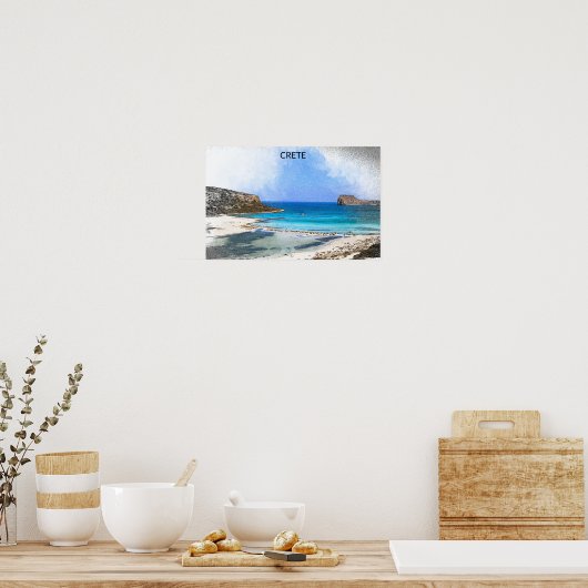 Kleurrijke Kreta Griekenland schilderij Poster (Keuken)