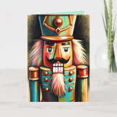 Kleurrijke Krijt Getrokken Notenkraker Kerstmis Feestdagen Kaart (Voorkant)