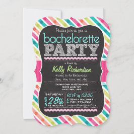 Kleurrijke Krijt look Bachelorette Party Uitnodigi Kaart