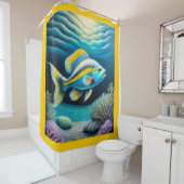 Kleurrijke krijt tekening rif vis douchegordijn (In situ)
