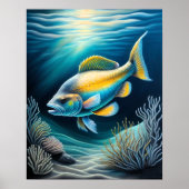 Kleurrijke krijt tekening rif vis poster (Voorkant)
