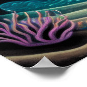 Kleurrijke krijt tekening rif vis roze poster (Hoek)