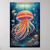 Kleurrijke krijttekening kwal poster (Voorkant)