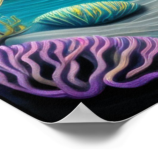 Kleurrijke krijttekening rif vis II Poster (Hoek)