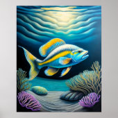 Kleurrijke krijttekening rif vis II Poster (Voorkant)