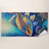 Kleurrijke krijttekening van vis strandlaken (Voorkant)