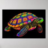 Kleurrijke krijttekening Zee Schildpad II Poster (Voorkant)