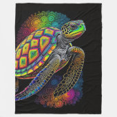 Kleurrijke krijttekening Zeeen schildpad Fleece Deken (Voorkant)