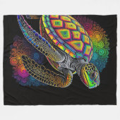 Kleurrijke krijttekening Zeeen schildpad Fleece Deken (Voorkant (Horizontaal))