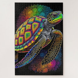 Kleurrijke krijttekening Zeeen schildpad Legpuzzel
