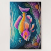 Kleurrijke krijttekenvis legpuzzel (Verticaal)