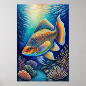 Kleurrijke krijttekenvis poster (Voorkant)