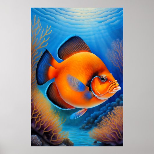 Kleurrijke krijttekenvis poster (Voorkant)