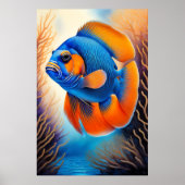 Kleurrijke krijttekenvis poster (Voorkant)