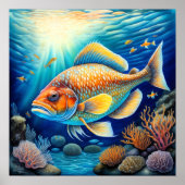 Kleurrijke krijttekenvis poster (Voorkant)