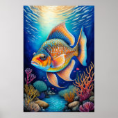 Kleurrijke krijttekenvis poster (Voorkant)