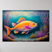 Kleurrijke krijttekenvis poster (Voorkant)