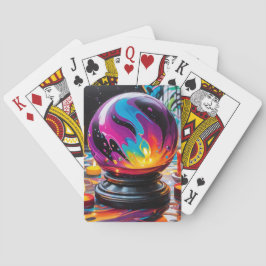 Kleurrijke kristallen bal pokerkaarten