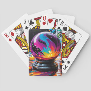 Kleurrijke kristallen bal pokerkaarten