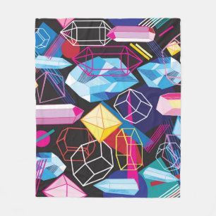 Kleurrijke kristallen, donkere abstracte achtergro fleece deken
