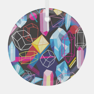 Kleurrijke kristallen, donkere abstracte achtergro glas ornament