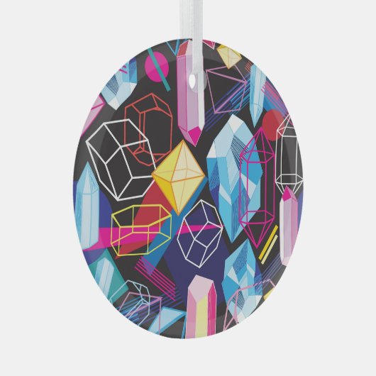 Kleurrijke kristallen, donkere abstracte achtergro glas ornament (Voorkant Rechts)