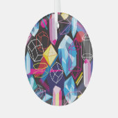 Kleurrijke kristallen, donkere abstracte achtergro glas ornament (Voorkant links)