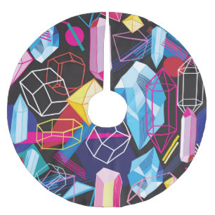 Kleurrijke kristallen, donkere abstracte achtergro kerstboom rok