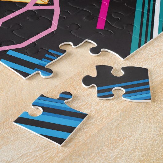 Kleurrijke kristallen, donkere abstracte achtergro legpuzzel (Zijkant)