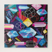 Kleurrijke kristallen, donkere abstracte achtergro legpuzzel (Horizontaal)